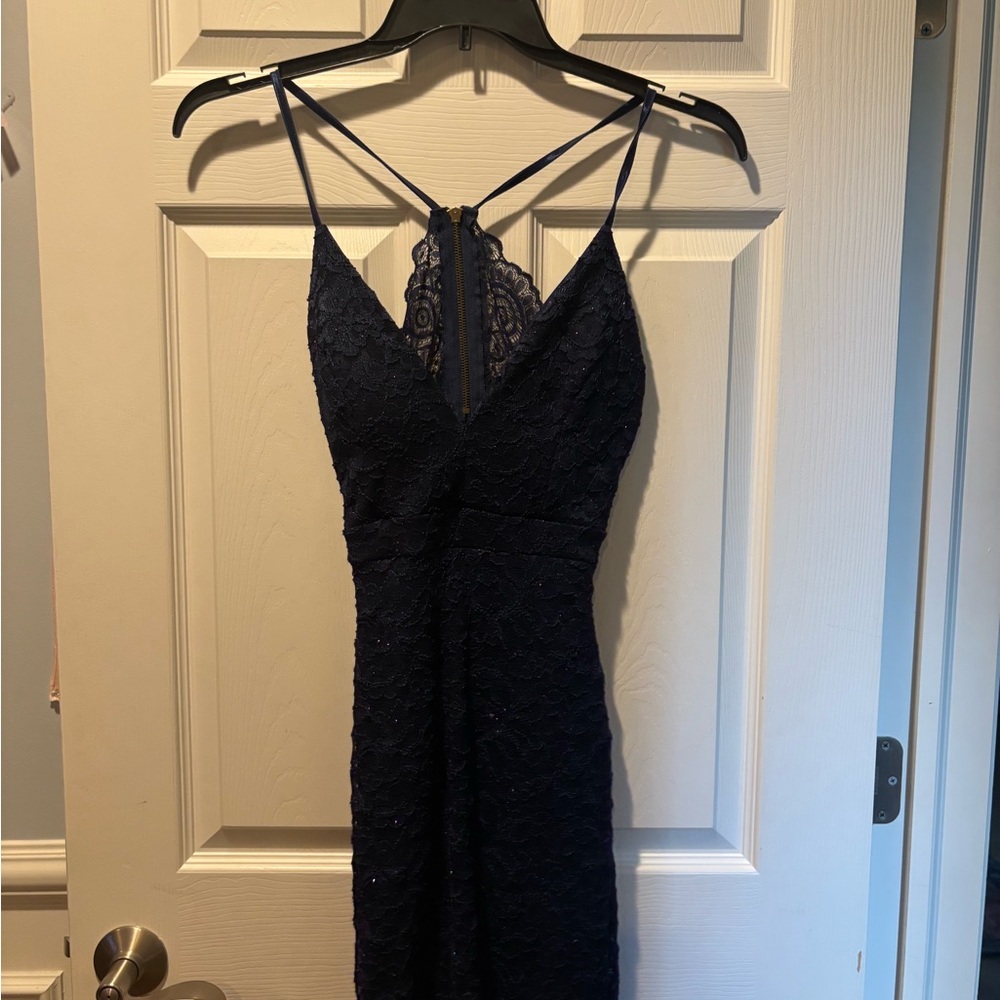 Elegant Navy Lace Dress
